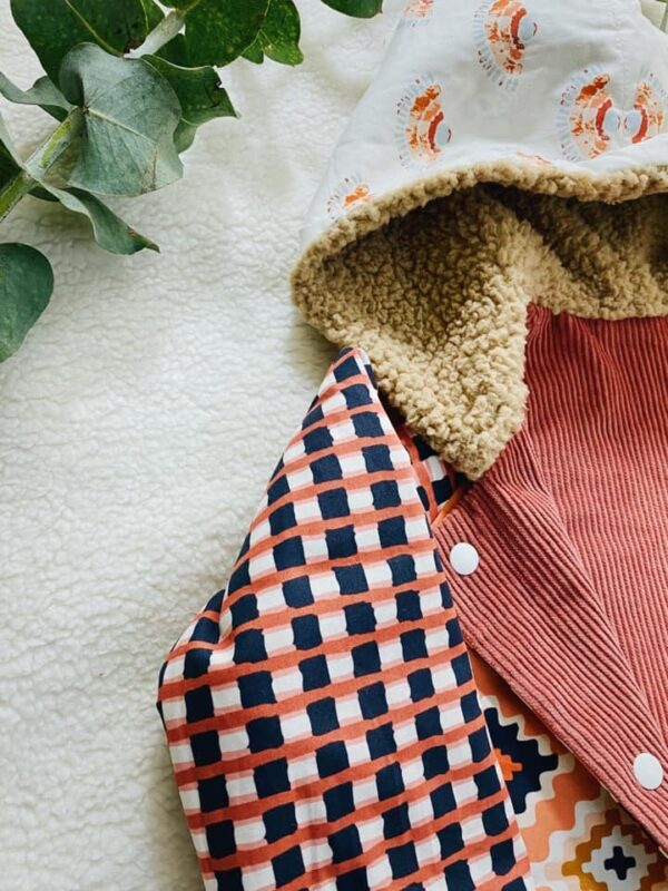 美國品牌布 異國感多拼接雙面外套120cm