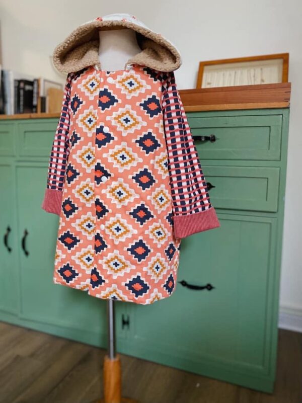 美國品牌布 異國感多拼接雙面外套120cm