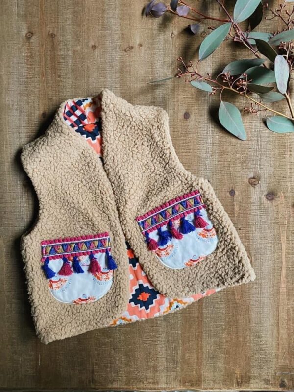 美國品牌布 異國感雙面羊羔絨背心110cm