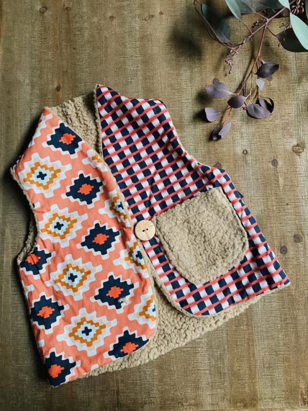 美國品牌布 異國感雙面羊羔絨背心110cm