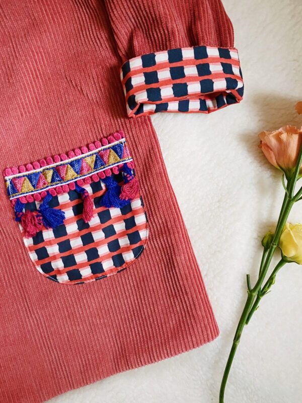 美國品牌布 異國感多拼接雙面外套120cm