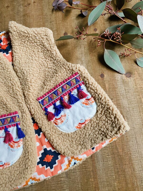 美國品牌布 異國感雙面羊羔絨背心110cm