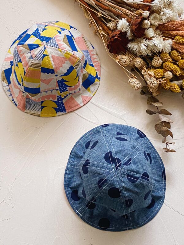 日本設計師布 幾何燙金雙面帽-48cm