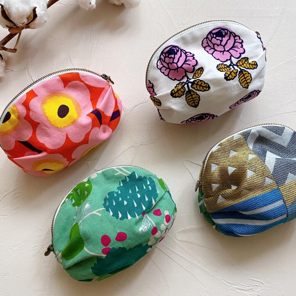 日本設計師布 綠色飛鳥貝殼波奇包