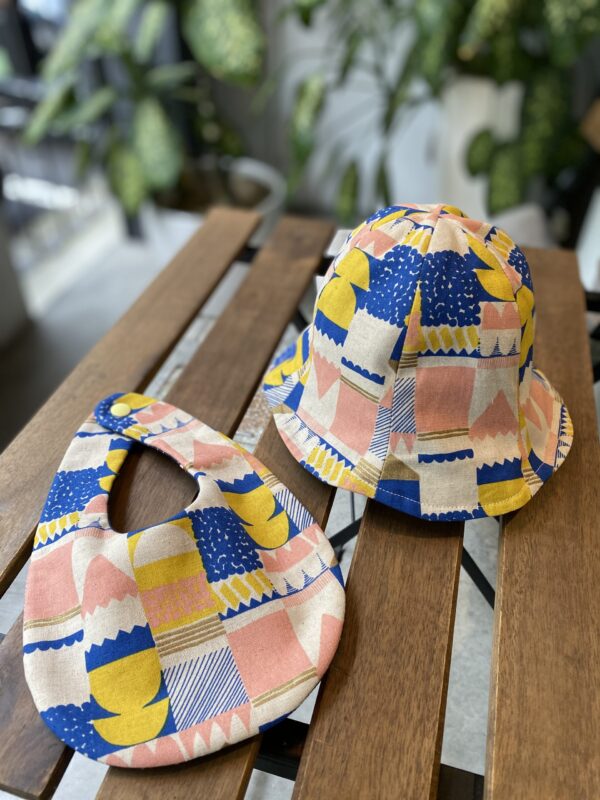 日本設計師布 幾何燙金雙面帽-48cm