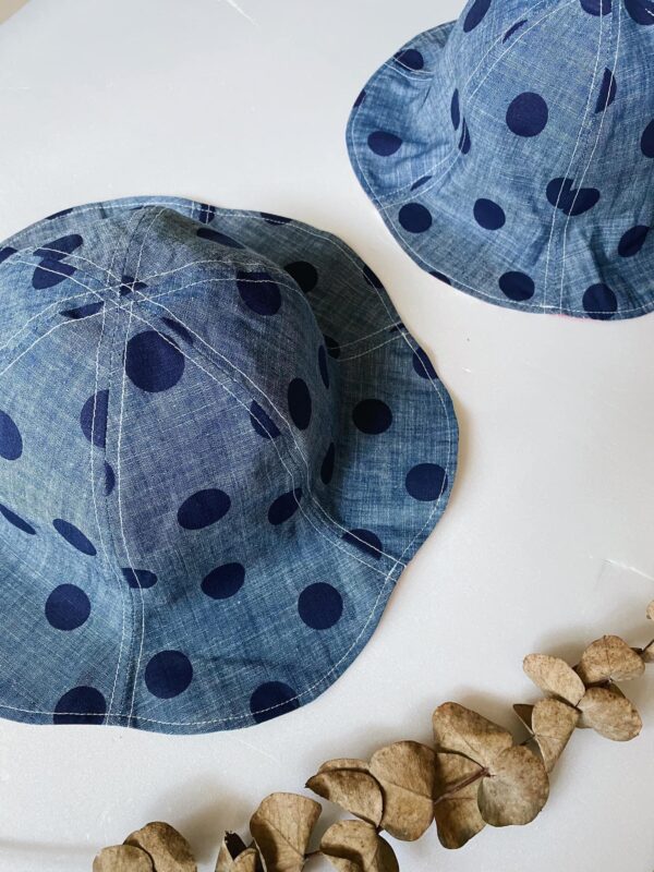 日本設計師布 幾何燙金雙面帽-48cm